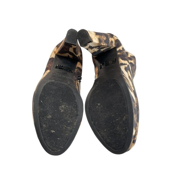 Leopard Print Chunky Heel Ankle Boots By Bamboo  Size 9  Faux Suede  Side Zip Cl - Picture 10 of 12